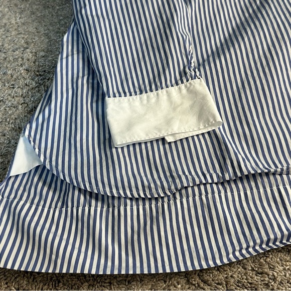 SPANX Poplin Tuxedo Shirt XL Blue White Stripe Long Sleeve High-Low Hem nautical - Picture 10 of 12